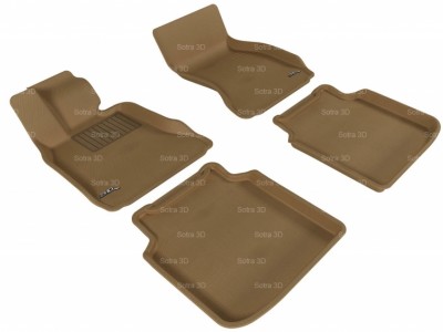 Коврики салона 3D LUX Sotra для BMW 7**-Li F02 RWD 2008-2012, 2 ряда 5 частей, чёрный и бежевый цвет