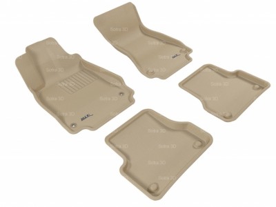 Коврики салона 3D VIP Sotra для Audi A6 2011-н.в. (4G,С7), 2 ряда 5 частей, чёрный и бежевый цвет