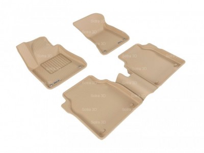 Коврики салона 3D LUX Sotra для Audi A8 Long (restyle) 2013-2017, 2 ряда 5 частей, чёрный и бежевый цвет