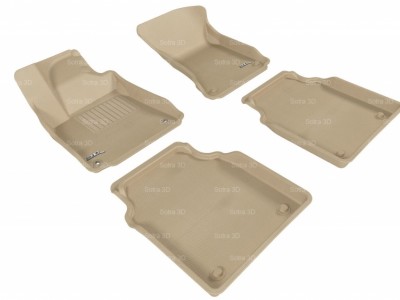 Коврики салона 3D LUX Sotra для Audi A8 Long 2010-2014, 2 ряда 5 частей, чёрный и бежевый цвет
