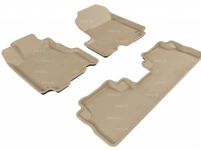 Коврики салона 3D LUX Sotra для Honda CR-V III 5D 2006-2011, 2 ряда 4 части, чёрный цвет