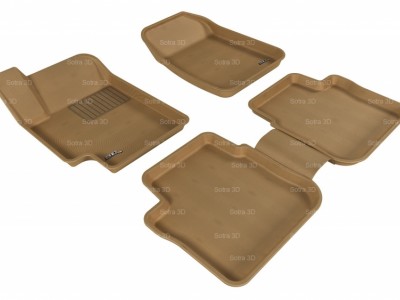 Коврики салона 3D LUX Sotra для Toyota Camry 2001-2006, 2 ряда 5 частей, чёрный и бежевый цвет