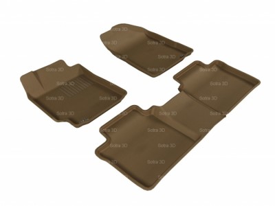 Коврики салона 3D LUX Sotra для Toyota Camry 2006-2011, 2 ряда 5 частей, чёрный , серый и бежевый цвет