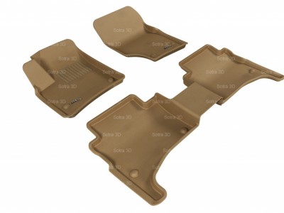 Коврики салона 3D LUX Sotra для Porsche Cayenne 2002-2010, 2 ряда 3 части, чёрный, серый и бежевый цвет