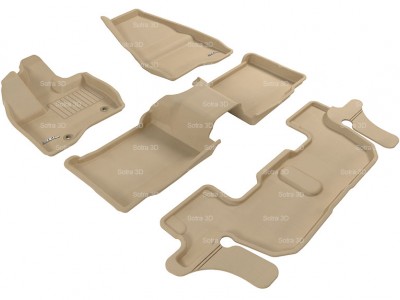 Коврики салона 3D LUX Sotra для Ford Explorer V 2010-2015 (U502), 3 ряда 4 части (без консоли) (7 мест), чёрный цвет