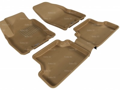 Коврики салона 3D LUX Sotra для Ford Focus II 2004-2010, 2 ряда 5 частей, чёрный цвет