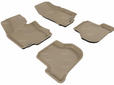 Коврики салона 3D LUX Sotra для VW Jetta 2005-2010, 2 ряда 5 частей, чёрный и бежевый цвет