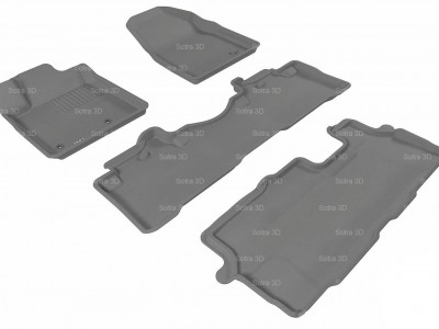 Коврики салона 3D LUX Sotra для Honda Pilot 2008-н.в., 3 ряда 4 части, чёрный цвет