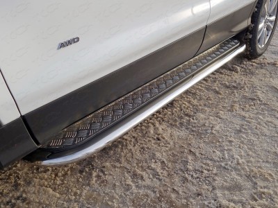 Пороги с площадкой 75х42 мм для Ford Kuga 2016- н.в., (TCC)