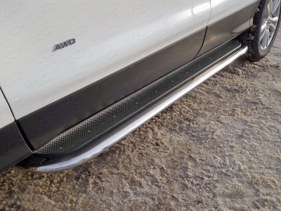 Пороги с площадкой (нерж. лист) 75х42 мм для Ford Kuga 2016- н.в., (TCC)