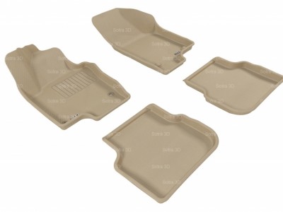 Коврики салона 3D VIP Sotra для VW Jetta 2010-н.в., 2 ряда 5 частей, чёрный цвет