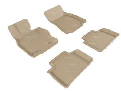 Коврики салона 3D LUX Sotra для Lexus LS 600h (UVF46) 2007-2012, 2 ряда 4 части, чёрный и бежевый цвет