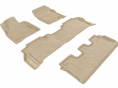 Коврики салона 3D LUX Sotra для Lexus LX570 (J200) 2007-2012, 3 ряда 4 части, чёрный, серый и бежевый цвет