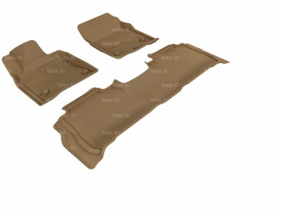Коврики салона 3D LUX Sotra для Toyota LC 200 2007-2012, 2 ряда 3 части, чёрный, серый и бежевый цвет