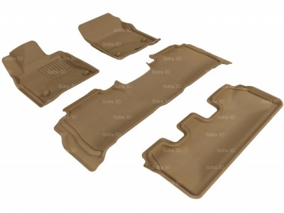 Коврики салона 3D VIP Sotra для Toyota LC 200 2007-2012, 3 ряда 4 части, чёрный и серый цвет