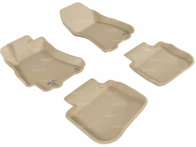 Коврики салона 3D LUX Sotra для Subaru Legacy 2009-н.в., 2 ряда 5 частей, чёрный, серый и бежевый цвет