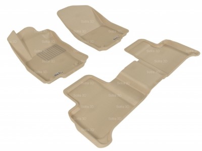 Коврики салона 3D LUX Sotra для MB W166 M-Class 2011-2015/ X166 GL-Class 2012-2015/ C292 GLE-Class 2015-н.в., 2 ряда 3 части, чёрный и бежевый цвет