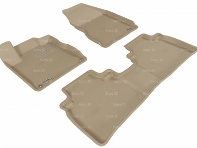 Коврики салона 3D LUX Sotra для Nissan Murano (Z51) 2008-2015, 2 ряда 3 части, чёрный и бежевый цвет