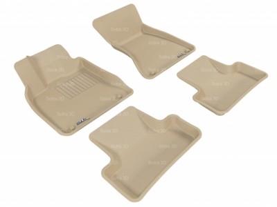 Коврики салона 3D LUX Sotra для Audi Q5 2008-2016, 2 ряда 5 частей, чёрный и бежевый цвет