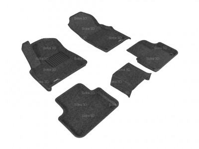 Коврики салона 3D LUX Sotra для Audi Q7 2016-н.в., 2 ряда 5 частей, чёрный и бежевый цвет