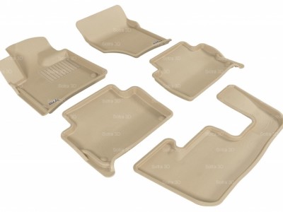 Коврики салона 3D LUX Sotra для Audi Q7 2005-2015, 3 ряда 6 частей, чёрный и бежевый цвет