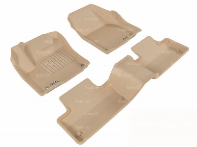 Коврики салона 3D LUX Sotra для Land Rover Range Rover Evoque 2015-н.в., 2 ряда 3 части, чёрный и бежевый цвет