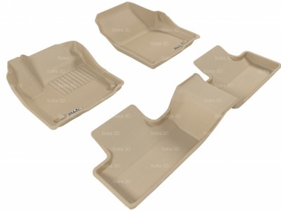 Коврики салона 3D LUX Sotra для Land Rover Range Rover Evoque 3D 2011-2014, 2 ряда 3 части, чёрный, серый и бежевый цвет