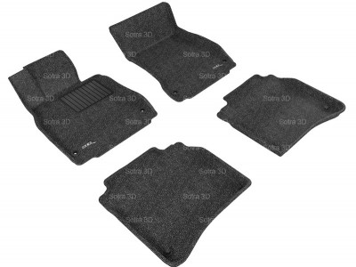 Коврики салона 3D LUX Sotra для MB W222L S-Class 2013-н.в., 2 ряда 5 частей, чёрный, серый и бежевый цвет