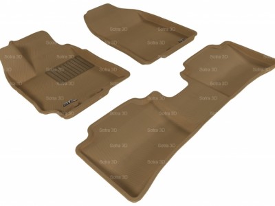 Коврики салона 3D LUX Sotra для Hyundai Solaris 2010-2016 / Kia Rio III 2011-н.в., 2 ряда 5 частей, чёрный цвет