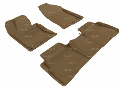 Коврики салона 3D LUX Sotra для Hyundai Sonata YF 2010-2014, 2 ряда 3 части, чёрный и бежевый цвет