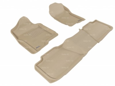 Коврики салона 3D LUX Sotra для Chevrolet Tahoe 2006-н.в./ Cadillac Escalade 2007-н.в., 2 ряда 3 части, чёрный и бежевый цвет