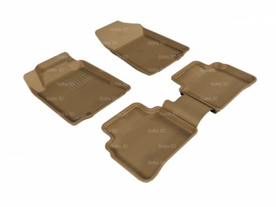 Коврики салона 3D VIP Sotra для Nissan Teana 2008-2013, 2 ряда 5 частей, чёрный и бежевый цвет
