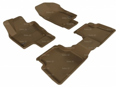 Коврики салона 3D LUX Sotra для VW Tiguan 2007-2011, 2 ряда 3 части, чёрный цвет