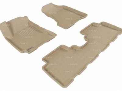 Коврики салона 3D LUX Sotra для Hyundai Tucson 2004-2010/ Kia Sportage 2004-2010, 2 ряда 3 части, чёрный и бежевый цвет