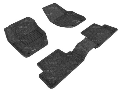 Коврики салона 3D LUX Sotra для Volvo V40 2012-н.в., 2 ряда 5 частей, чёрный цвет