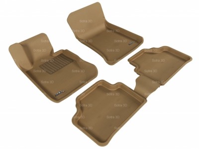 Коврики салона 3D VIP Sotra для BMW X1 E84 (4WD) 2009-2015, 2 ряда 5 частей, чёрный и бежевый цвет