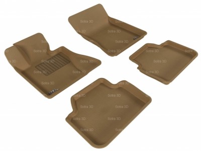 Коврики салона 3D LUX Sotra для BMW X3 (E83) 2003-2010, 2 ряда 5 частей, чёрный, серый и бежевый цвет