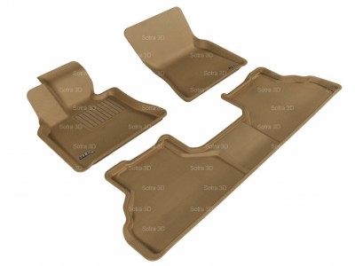 Коврики салона 3D LUX Sotra для BMW X5 E70 2006-2013, 2 ряда 3 части, чёрный, серый и бежевый цвет