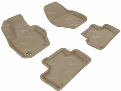 Коврики салона 3D VIP Sotra для Volvo XC60 2008-н.в., 2 ряда 5 частей, чёрный и бежевый цвет