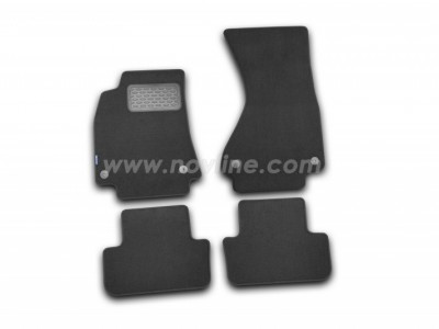 Коврики в салон (Novline) для Audi A4 sedan  2007-2015, 4 шт. (текстиль, серые, бежевые)