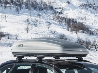 Бокс автомобильный Hapro Carver 5.6 (177х77х42 см.) (Нидерланды) цвет: чёрный матовый, серебристый матовый