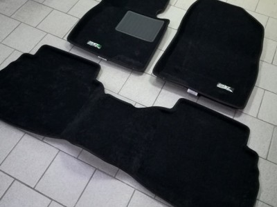 Коврики салона 3D VIP Sotra для Mazda 6 2012-2016, 2 ряда 3 части, чёрный и серый цвет