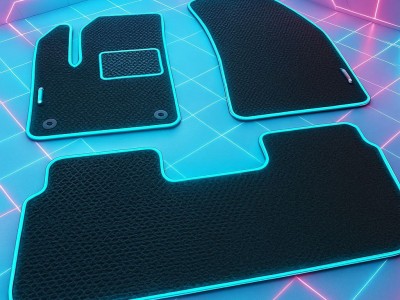 Коврики в салон EVA (шестиугольник) для Peugeot 5008,  2016-2024, 4 шт., (цвет: чёрный)