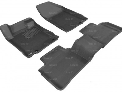 Коврики салона 3D VIP Sotra для Nissan Teana III 2014-н.в., 2 ряда 3 части, чёрный и бежевый цвет