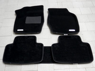 Коврики салона 3D VIP Sotra для Volvo XC90 2002-2014, 2 ряда 5 частей, чёрный и бежевый цвет